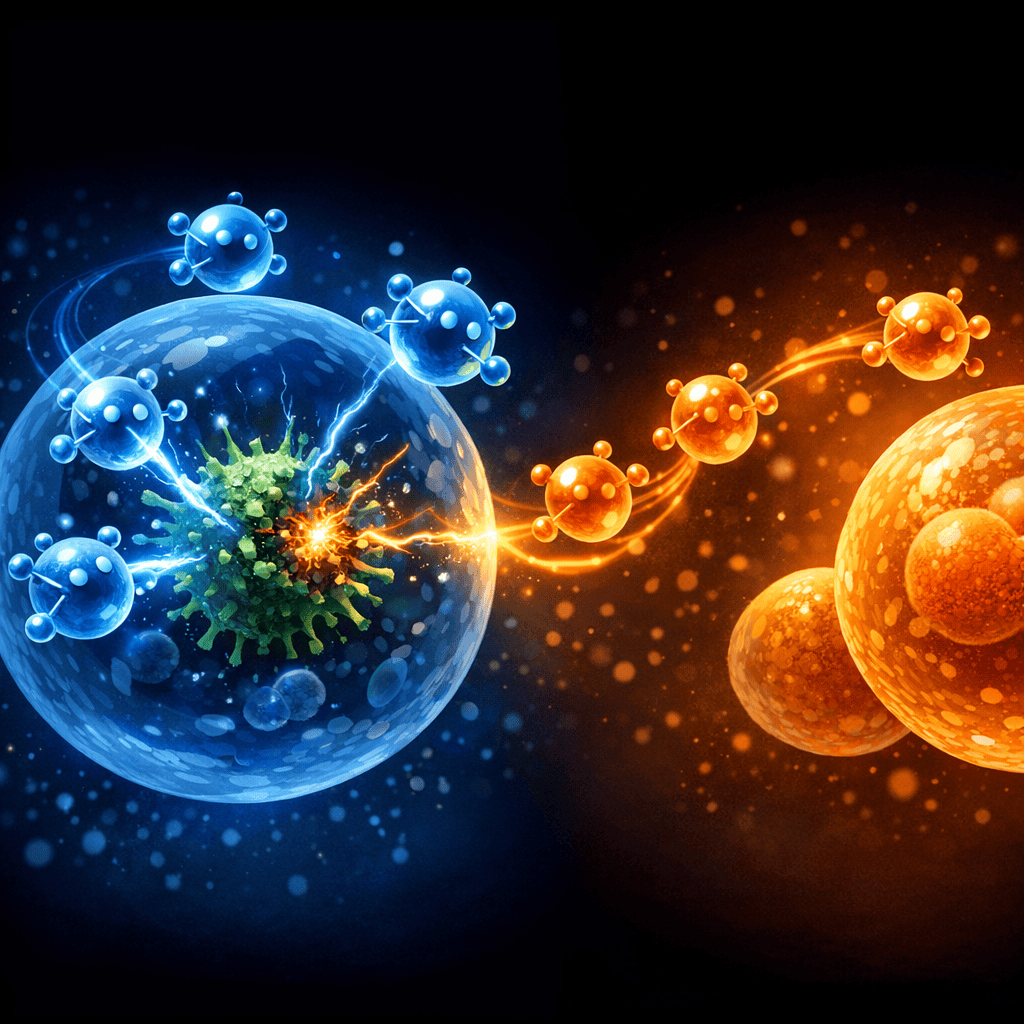 The Myth That All Free Radicals Are Bad Illustration showing free radicals serving beneficial roles in the body
