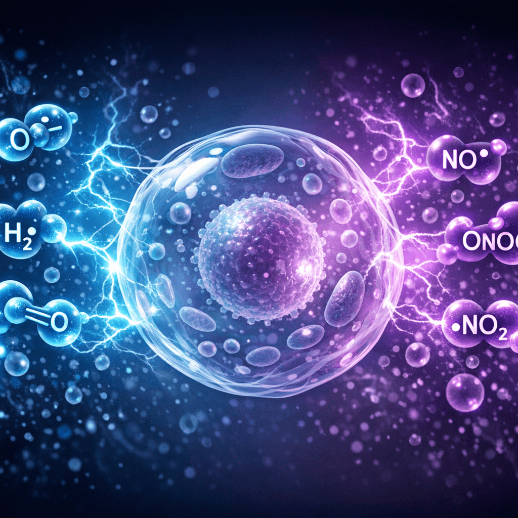 The Two Types of Redox Signalling Molecules Your Cells Make Illustration of two types of redox signalling molecules ROS and RNS